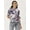 Lavender, variant on Women's Printed Poly Crepe High Neck Shirt Front Buttoned Closure Adjustable Tie-Up Elbow Sleeves Casual Summer Wear Loose Fitted Waist Length Shirt