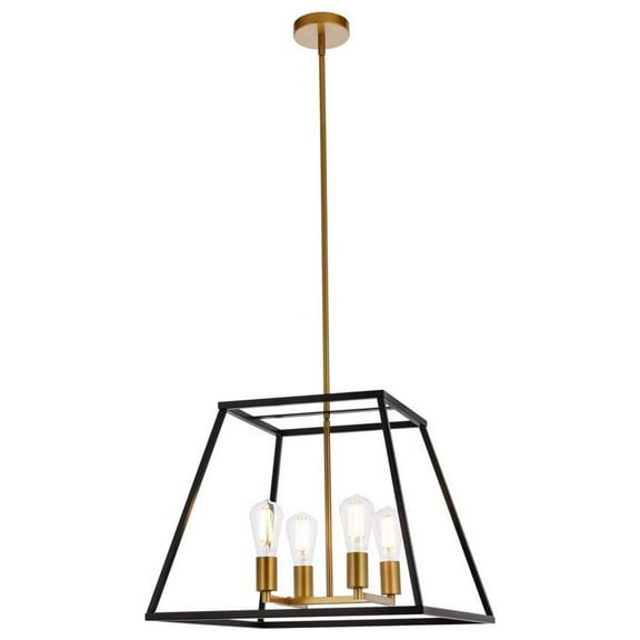 Declan 20 inch pendant in black and brass