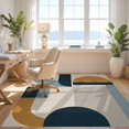 thumbnail image 3 of Design&I 8'x10' Washable Area Rug Beige Blue Geometric Balance and Design Elegant Interplay of Abstract Shapes Lines for Dining Room, Large Office, Lounge, Snag-Free, 3 of 7