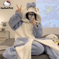 thumbnail image 2 of Sanrio-Pijama grueso de lana Cinnamoroll para mujer, camisón de felpa de Coral cálido, traje suelto de franela de dibujos animados, Y2k, Otoño e Invierno, 2 of 5