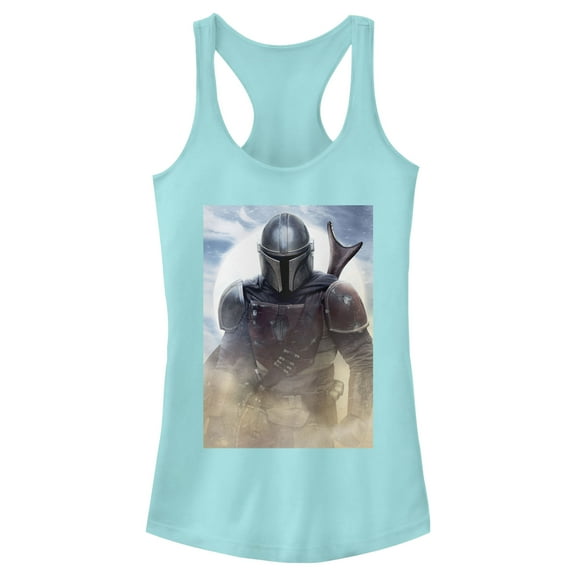 Junior's Star Wars: The Mandalorian Bounty Hunter Dusty Portrait Racerback Tank Top Cancun X Small