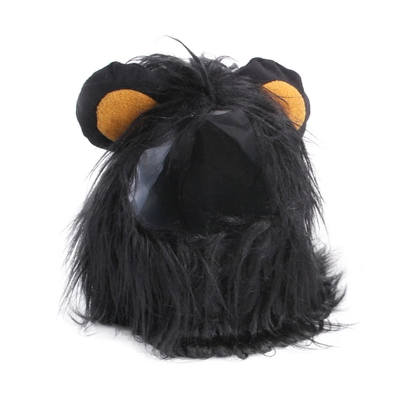 Leeye Halloween Pet Lion Mane Hat, Lion Headpiece Wig Costume for Dogs Cats Small Medium Pets Holiday Dress Up, Black, Size M, 0.10 lb