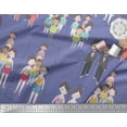 thumbnail image 2 of Soimoi Purple Rayon Crepe Fabric Mirror Theme Human Figure Print Fabric by the Yard 46 Inch Wide, 2 of 5