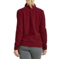 thumbnail image 3 of TheLovely Women's Lightweight Full Zip Up Soft Polar Fleece Jacket Sweater (Black/Burgundy, L), 3 of 3