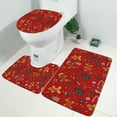 thumbnail image 2 of Red Christmas Gingerbread Man Pattern Bathroom Rugs Sets 3 Piece,Toilet Cover Set,Absorbent Non Slip Bathroom Mats Sets with U-Shaped Contour Rug Toilet Rug Set, 2 of 5