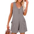 thumbnail image 3 of Mono mujer Mono sin mangas para mujer, pantalones cortos sueltos y bolsillos grandes, ropa casual de una pieza, varios colores, estilo retro de verano, 3 of 5