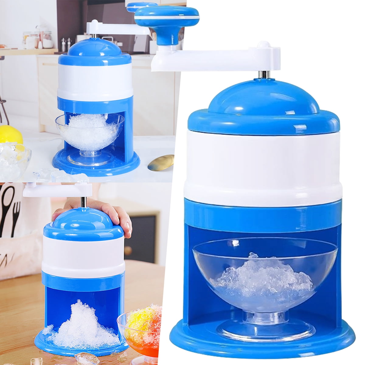GUSTVE Manual Ice Crusher Hand Crank Ice Shaver Portable Manual Ice Shredding Machine Stainless