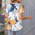thumbnail image 4 of Mujeres de Verano Tops de Manga Corta Impresa Casual Cuello Redondo Plisado Superior 95% Poliéster 5% Spandex, Blusa de Moda para Todas las Estaciones, 4 of 6