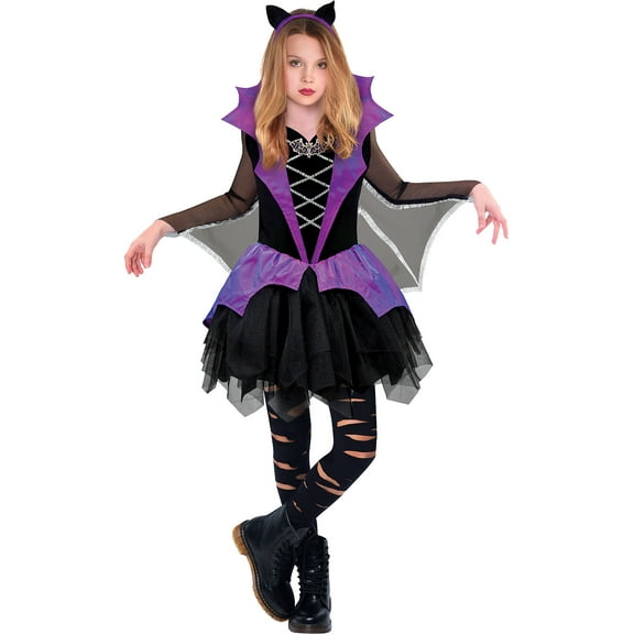 Amscan Girls Bat Costume, Small (4-6)- 2 pcs., Multicolor