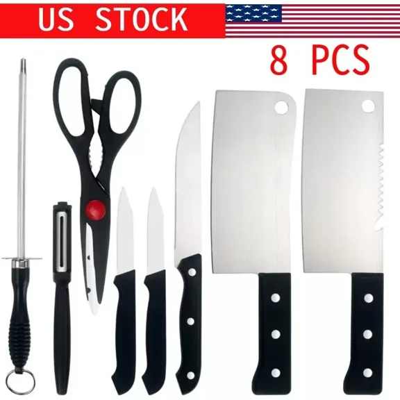 8 Pcs Professional Kitchen Chef Knife Set Stainless Steel Ultra Sharp Knives Us