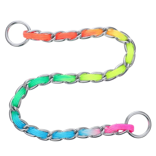 GOOHOCHY Collar con correa para tirar de perro, arnés con correa para tirar, Collar de cadena para perro arcoíris, 1 ud.