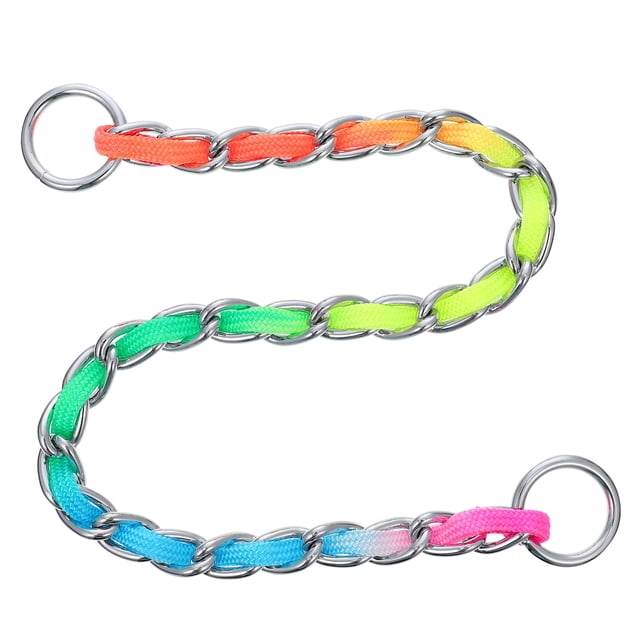 1pc Dog Pulling Strap Collar Harness Pulling Strap Rainbow Dog Chain Collar