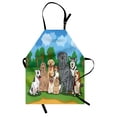 thumbnail image 1 of Dog Lover Apron, Repetitive Park Landscape Colorful Friendly Group of Dogs Animals, Unisex Kitchen Bib with Adjustable Neck for Cooking Gardening, Adult Size, Azure Blue Almond Green, by Ambesonne, 1 of 4
