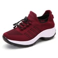 thumbnail image 7 of Women's Knit Slip On Walking Shoes, Lightweight Platform Sneakers with Bungee Laces, 7 of 7