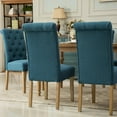 thumbnail image 4 of Set of 2 Solid Wood Blue Tufted Parsons Dining Chairs - Perfect for Daily Meals, 4 of 9
