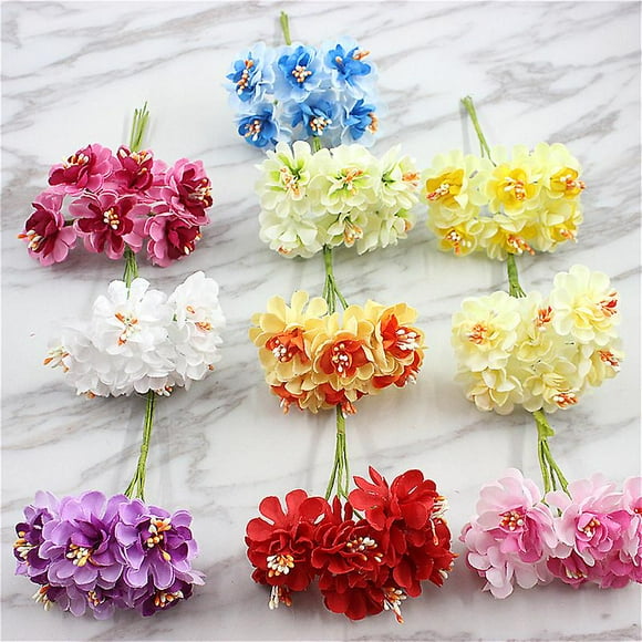 Lot of 10 Pieces Artificial Flowers Fake Flowers Handmade Fabric Multicolor for DIY Craft Decoration (10 Different Colors)