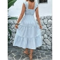 thumbnail image 6 of Women'S Summer Boho Striped Beach Dress Flounce Spaghetti Strap Flowy Swing Long Smocked Dress Light Blue XL, 6 of 8