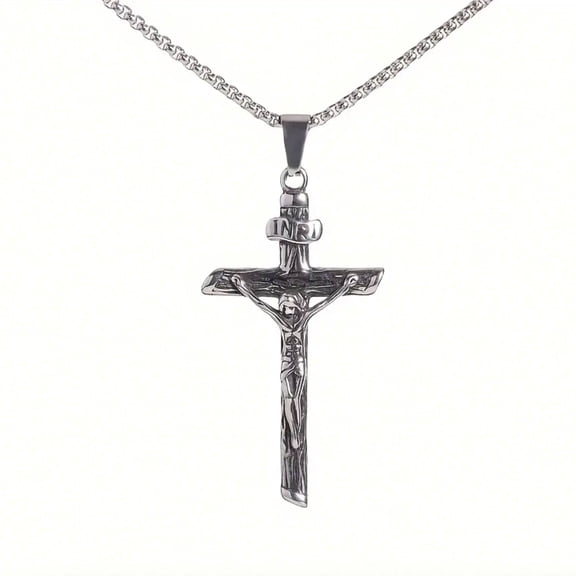 Christ Crucifixion INRI Cross Necklace Christian Jesus Pendant Necklace Holiday Gifts for Women, Men