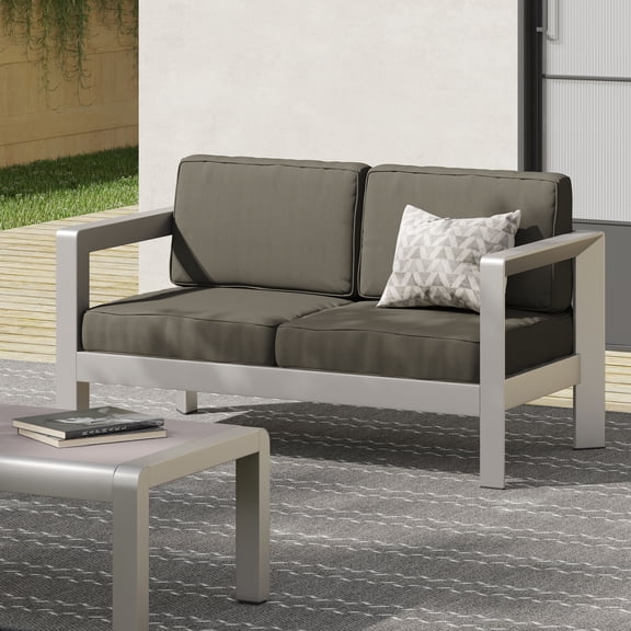 LiviNest Outdoor Loveseat: Modern Aluminum Frame with Thick Cushions for Patio & Balcony - Compact Two-Seater Sofa for Couples & Small Spaces