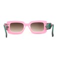 thumbnail image 4 of Womens Mod Rectangle Inset Fancy Pattern Frame Sunglasses Pink Green Brown, 4 of 4