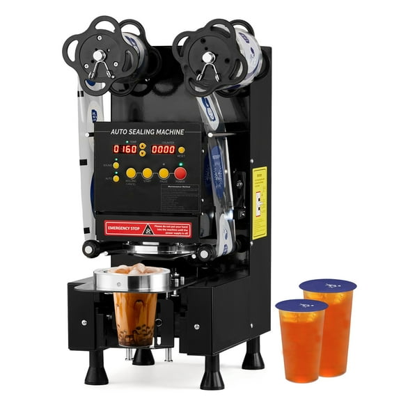 Ktaxon Cup Sealer Machine, 500-650 Cups/H, LCD Display, for 88-95mm Cups, Black