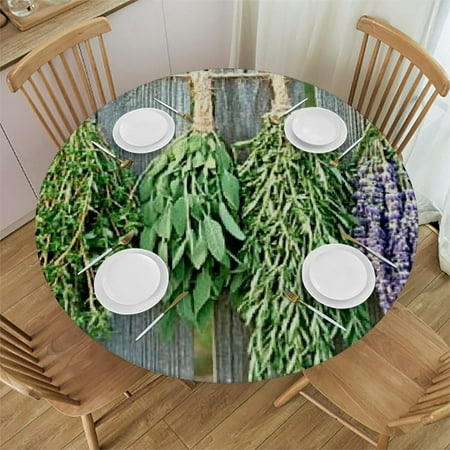 

Patifu Herbs Round Tablecloth Stain-Resistant Washable 100% Polyester 42 -46