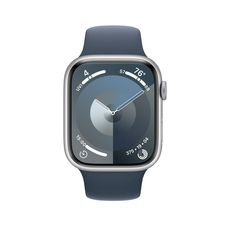 with Cellular Silver 9 Blue Aluminum Storm Watch GPS + Apple Series 45mm Case - Band Sport M/L