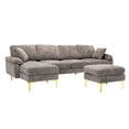 thumbnail image 5 of L-Shaped Sectional Sofa with Movable Ottaman, Modern Upholstered Accent Sofa with 2 Pillows Padded Back and Gold Metal Legs Sectional Couch for Living Room Bedroom Apartment, Gray, 5 of 7