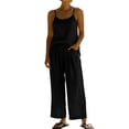 thumbnail image 2 of Yievot Two Piece Lounge Sets for Women 2 Piece Summer Linen Outfits Cami Top Wide Leg Pants Matching Sets, 2 of 6