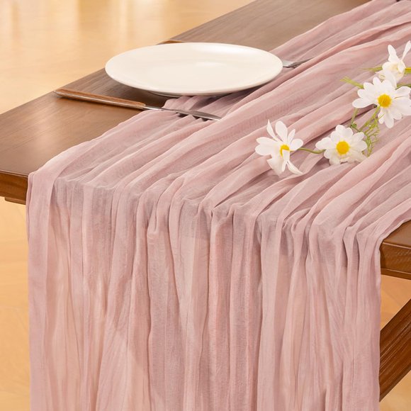 Socomi 15 Pcs Chemin de Table en Étamine Rose Été