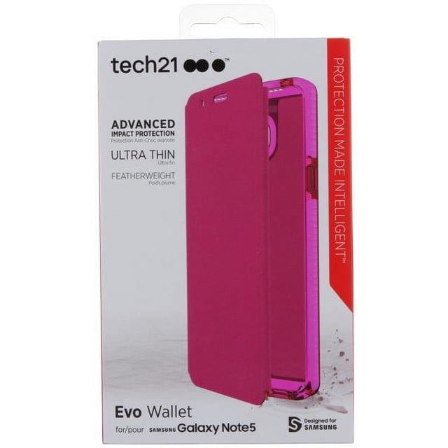 Tech21 PINK EVO WALLET MAGNET FLIP CASE STAND FOR SAMSUNG GALAXY NOTE 5