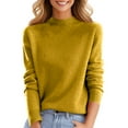 thumbnail image 6 of Inglocry Sweaters for Women 2026 Long Sleeve Crew Neck Lightweight Soft Casual Knitted Pullover Solid Color Sweater Yellow XL, 6 of 6