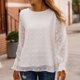 thumbnail image 3 of Blusa de gasa blanca de manga larga con cuello redondo y puños con farol: estilo ideal para la oficina, talla S, 3 of 6