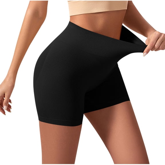 Dvprdro Women's Yoga Shorts Solid Seamless Butt Lifting Tight Fitting Workout Sport Gym Shorts