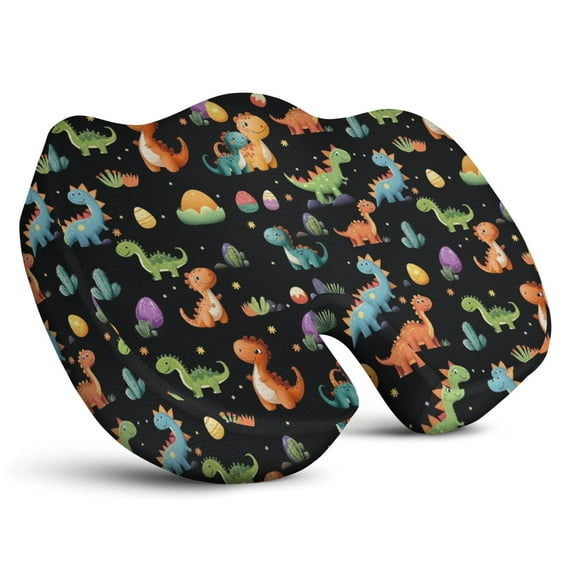 Premium Dinosaur Pattern Memory Foam Seat Cushion Ergonomic Chair Pad for Office Chair, Car, Airplane & Bleachers Sciatica, Tailbone Hip & Back Pain Relief - Chair Cushion for Long Office Workers.