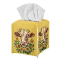 thumbnail image 7 of ZUXONGSY Sunflower Square Tissue Box Covers Cow PU Leather Tissue Cube Box Cover Customized Printed Tissue Cover Stylish Tissue Box Cover Bathroom Accessories Decoration, 7 of 7