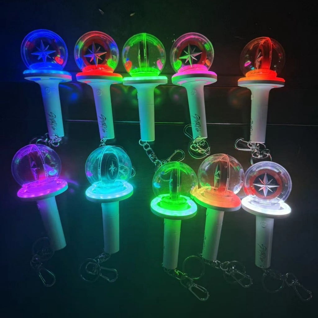 Kpop Idol Stray Kids Mini Lightstick Ring Keychain, Multicolor