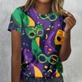 thumbnail image 6 of Gamivast Carnival Theme Shirts for Women Plus Size Loose Fitted Crewneck Short Sleeve Blouses Dressy Mask Graphic Tunic Tee Tops Happy Mardi Gras Day Outfits, 6 of 6