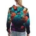 thumbnail image 7 of Fotbe Colorful Flower Bird Pattern Womens Long Sleeve Hoodie, Pullover Hooded Sweatshirt, Kangaroo Pocket Hoodie with Eye-catching Drawstrings-Large, 7 of 7