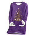 thumbnail image 1 of WEAIXIMIUNG Sweatshirts Femme Arbre de Noël Manches Longues Col Rond Poche Rembourré Pull Chaud, 1 of 5