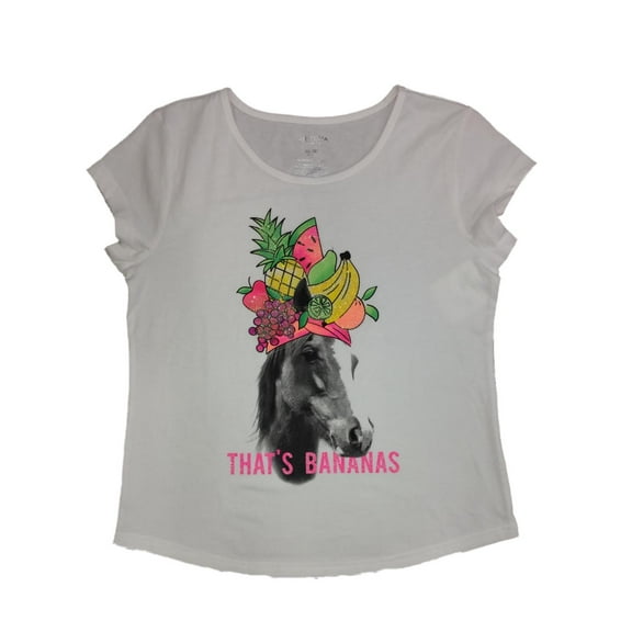 Girls White Glitter That's Bananas T-Shirt Pineapple Horse Tee Shirt Top S