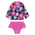 thumbnail image 1 of iEFiEL Girl's Pink Rash Guard Set Bathing Suit Long Sleeve Shirt with Skirt Bottom Swimsuit, 1 of 6