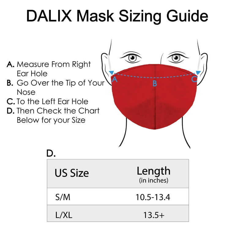 DALIX Cloth Face Mask Reuseable Washable in Red Made in USA - S-M