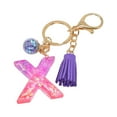 thumbnail image 1 of Hangs 2 Resin Glittering Letter Keychain Set—Stylish English Character Key Chain with Color Stitching Flowing Design for Fashion Accessories and Daily Use, 1 of 5