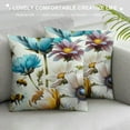 thumbnail image 3 of Shiartex Bees in The Blooming Flowers Floral，Printed Pillows Case Soft Throw Pillow Printing Couch Pillowcase Square ，Blue White, 3 of 5