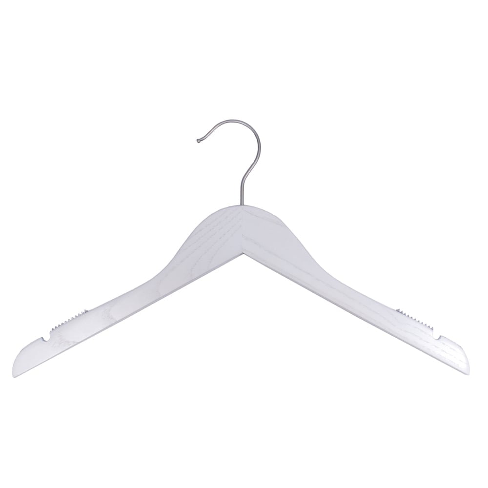 NAHANCO 17" Wooden Shirt Hanger, Whitewash (Pack of 100)