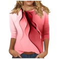thumbnail image 1 of Besolor Hauts d'Été pour Femmes 2024 Mode Imprimé Col Rond T-Shirts Habillés Décontractés Blouse Manches 3/4 et Hauts, 1 of 5