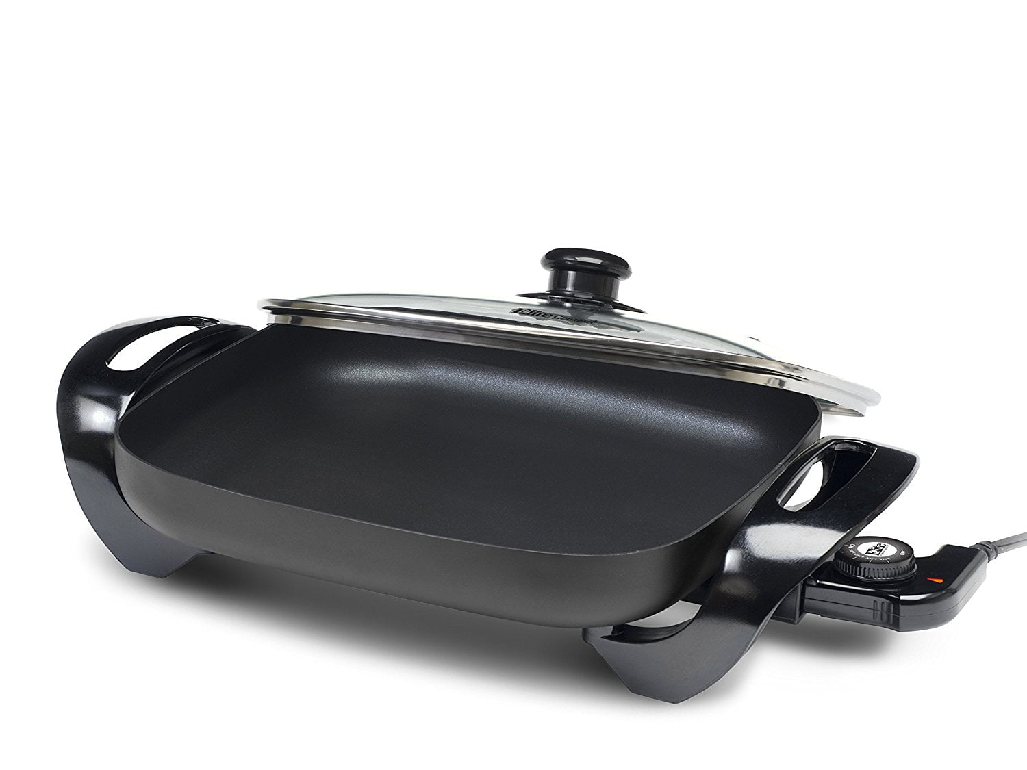 Elite 15" Electric Skillet with Glass Lid, Black