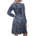 thumbnail image 4 of UVN Fall Dresses for Women Long Sleeve V Neck A-Line Midi Dress Boho Beach Floral Print Sundress, 4 of 8