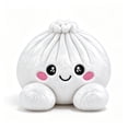 thumbnail image 2 of White Dumpling Plush Toy - Soft Squeezable Stuffed Bao Toy with Embroidered Face, Plush Steamed Bun Dumpling Stuffed Animals Stuffed Toys Cute Food Plushie for Office Desk Decor Stress Relief Gift, 2 of 8